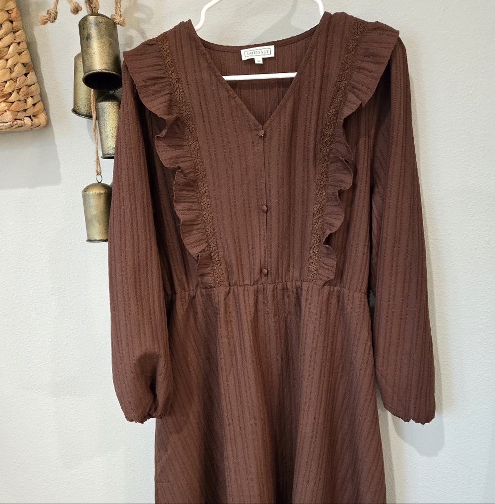 Sweetsalt Brown Ruffle Dress